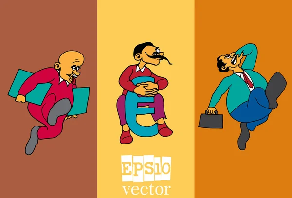 Conjunto Homem Negócios Personagem Desenho Animado Ilustração Vetorial — Vetor de Stock