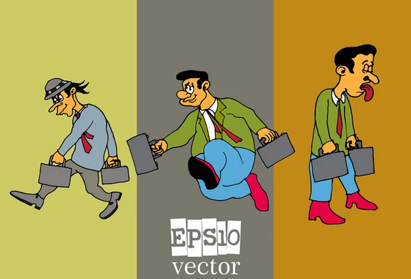 Conjunto Homem Negócios Personagem Desenho Animado Ilustração Vetorial — Vetor de Stock