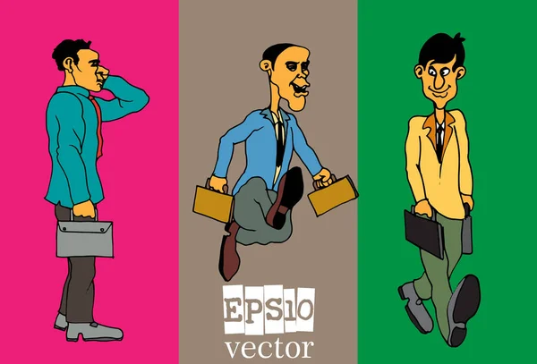 Conjunto Homem Negócios Personagem Desenho Animado Ilustração Vetorial — Vetor de Stock