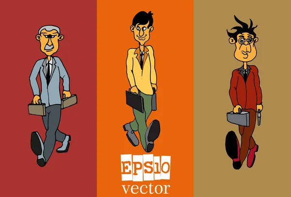 Set Van Zakenman Cartoon Karakter Vector Illustratie — Stockvector