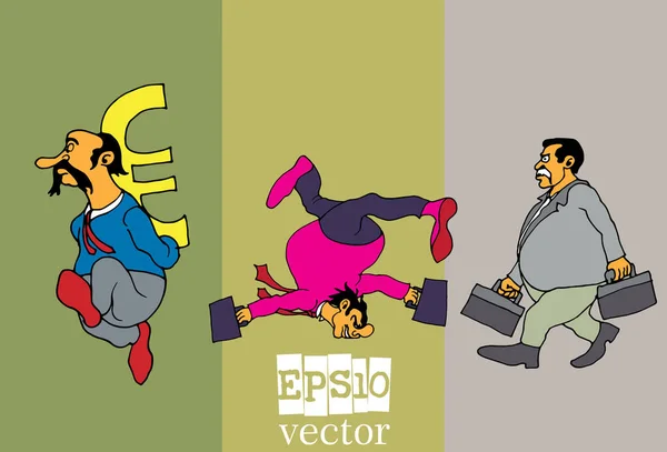 Conjunto Homem Negócios Personagem Desenho Animado Ilustração Vetorial — Vetor de Stock