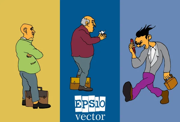 Conjunto Homem Negócios Personagem Desenho Animado Ilustração Vetorial — Vetor de Stock