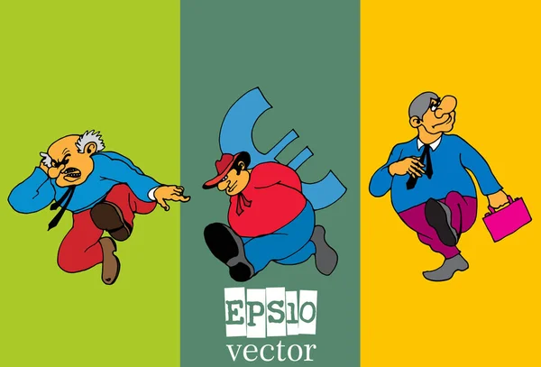 Set Von Geschäftsmann Cartoon Figur Vektor Illustration — Stockvektor