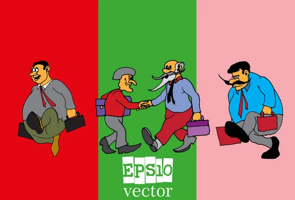 Set Van Zakenman Cartoon Karakter Vector Illustratie — Stockvector