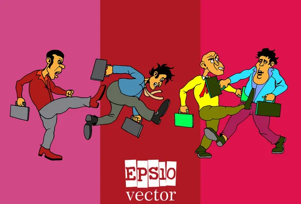 Set Van Zakenman Cartoon Karakter Vector Illustratie — Stockvector