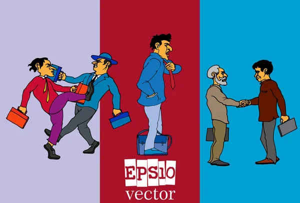 Set Van Zakenman Cartoon Karakter Vector Illustratie — Stockvector