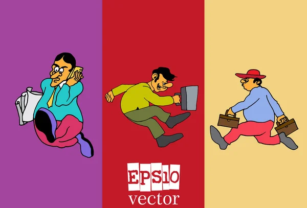 Conjunto Homem Negócios Personagem Desenho Animado Ilustração Vetorial — Vetor de Stock