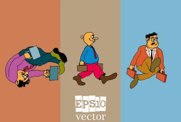 Set Van Zakenman Cartoon Karakter Vector Illustratie — Stockvector