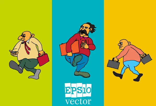 Set Van Zakenman Cartoon Karakter Vector Illustratie — Stockvector