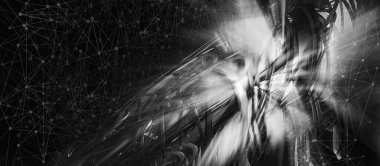 Soyut teknolojinin 3 boyutlu yorumlaması Dijital yüksek teknoloji arkaplanı