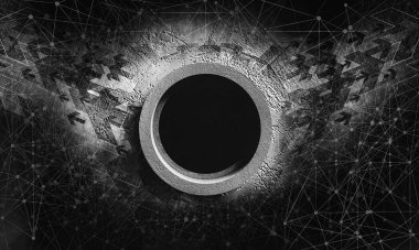 Soyut teknolojinin 3 boyutlu yorumlaması Dijital yüksek teknoloji arkaplanı