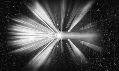 Soyut teknolojinin 3 boyutlu yorumlaması Dijital yüksek teknoloji arkaplanı