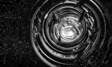 Soyut teknolojinin 3 boyutlu yorumlaması Dijital yüksek teknoloji arkaplanı