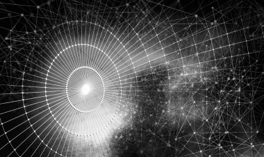 Soyut teknolojinin 3 boyutlu yorumlaması Dijital yüksek teknoloji arkaplanı