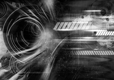 Soyut teknolojinin 3 boyutlu yorumlaması Dijital yüksek teknoloji arkaplanı