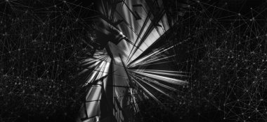 Soyut teknolojinin 3 boyutlu yorumlaması Dijital yüksek teknoloji arkaplanı