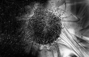 Soyut teknolojinin 3 boyutlu yorumlaması Dijital yüksek teknoloji arkaplanı