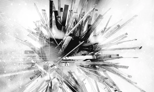 Soyut teknolojinin 3 boyutlu yorumlaması Dijital yüksek teknoloji arkaplanı