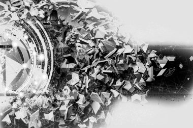 Soyut teknolojinin 3 boyutlu illüstrasyonu Sancak arkaplanı için hazır dijital hi-tech konsepti