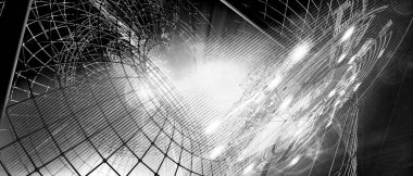 Soyut teknolojinin 3 boyutlu illüstrasyonu Sancak arkaplanı için hazır dijital hi-tech konsepti