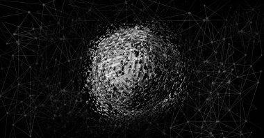 Soyut teknolojinin 3 boyutlu illüstrasyonu Sancak arkaplanı için hazır dijital hi-tech konsepti