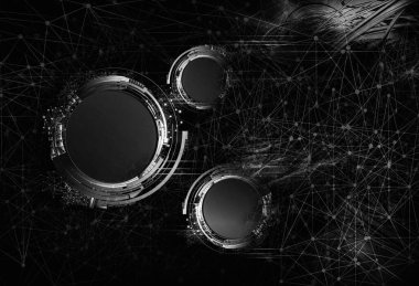 Soyut teknolojinin 3 boyutlu illüstrasyonu Sancak arkaplanı için hazır dijital hi-tech konsepti