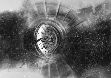 Soyut teknolojinin 3 boyutlu illüstrasyonu Sancak arkaplanı için hazır dijital hi-tech konsepti