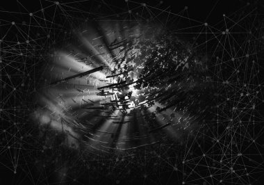 Soyut teknolojinin 3 boyutlu illüstrasyonu Sancak arkaplanı için hazır dijital hi-tech konsepti