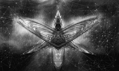 Soyut teknolojinin 3 boyutlu illüstrasyonu Sancak arkaplanı için hazır dijital hi-tech konsepti