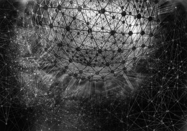 Soyut teknolojinin 3 boyutlu illüstrasyonu Sancak arkaplanı için hazır dijital hi-tech konsepti