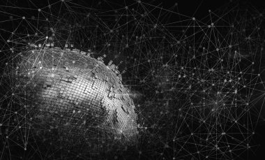 Soyut teknolojinin 3 boyutlu illüstrasyonu Sancak arkaplanı için hazır dijital hi-tech konsepti