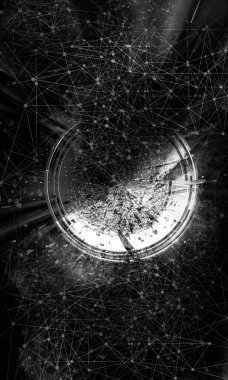 Soyut teknolojinin 3 boyutlu illüstrasyonu Sancak arkaplanı için hazır dijital hi-tech konsepti