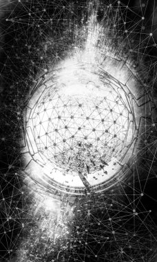 Soyut teknolojinin 3 boyutlu illüstrasyonu Sancak arkaplanı için hazır dijital hi-tech konsepti