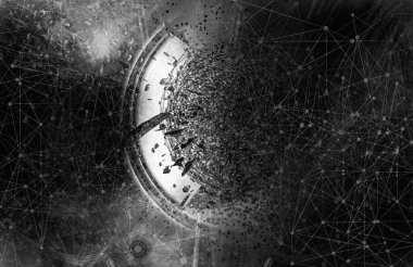 Soyut teknolojinin 3 boyutlu illüstrasyonu Sancak arkaplanı için hazır dijital hi-tech konsepti