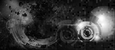 Soyut teknolojinin 3 boyutlu illüstrasyonu Sancak arkaplanı için hazır dijital hi-tech konsepti