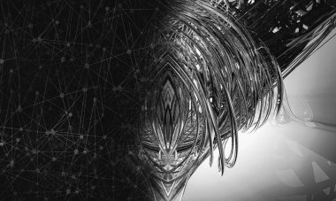 Soyut teknolojinin 3 boyutlu illüstrasyonu Sancak arkaplanı için hazır dijital hi-tech konsepti