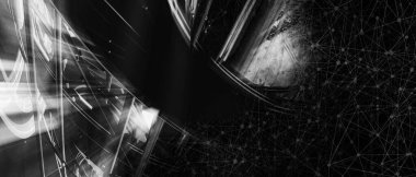 Soyut teknolojinin 3 boyutlu illüstrasyonu Sancak arkaplanı için hazır dijital hi-tech konsepti 