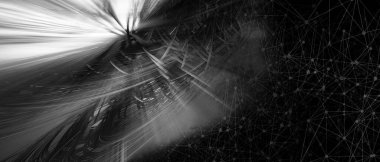 Soyut teknolojinin 3 boyutlu illüstrasyonu Sancak arkaplanı için hazır dijital hi-tech konsepti 