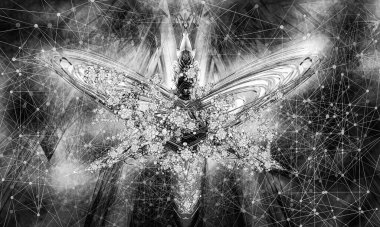 Soyut teknolojinin 3 boyutlu illüstrasyonu Sancak arkaplanı için hazır dijital hi-tech konsepti 