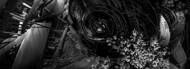 Soyut teknolojinin 3 boyutlu illüstrasyonu Sancak arkaplanı için hazır dijital hi-tech konsepti  