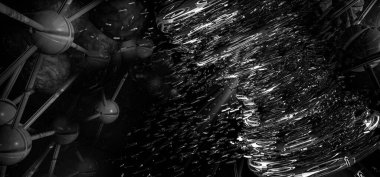 Soyut teknolojinin 3 boyutlu illüstrasyonu Sancak arkaplanı için hazır dijital hi-tech konsepti  