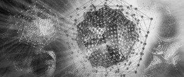 Soyut teknolojinin 3 boyutlu illüstrasyonu Sancak arkaplanı için hazır dijital hi-tech konsepti 