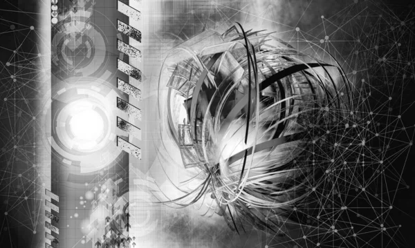 Illustration Abstrakt Teknik Digital Tech Koncept Redo För Banner Bakgrund — Stockfoto