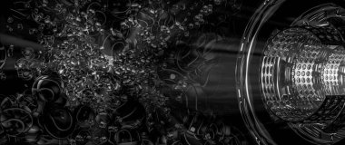 Soyut teknolojinin 3 boyutlu illüstrasyonu Sancak arkaplanı için hazır dijital hi-tech konsepti 