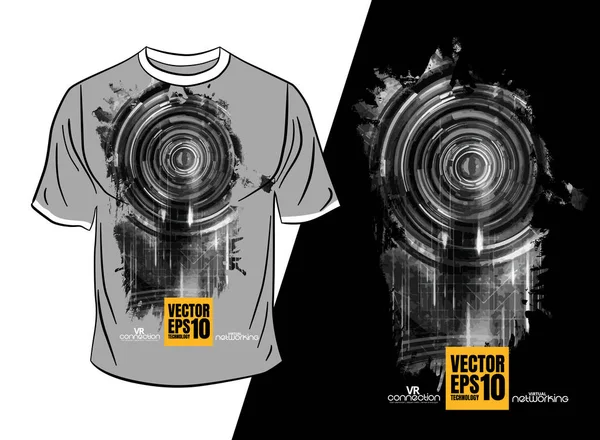 Conception Vectorielle Shirt Avec Concept Technologique Abstrait — Image vectorielle