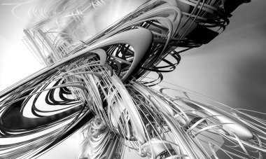 dijital teknoloji kavramı banner arka plan için hazır 3D render