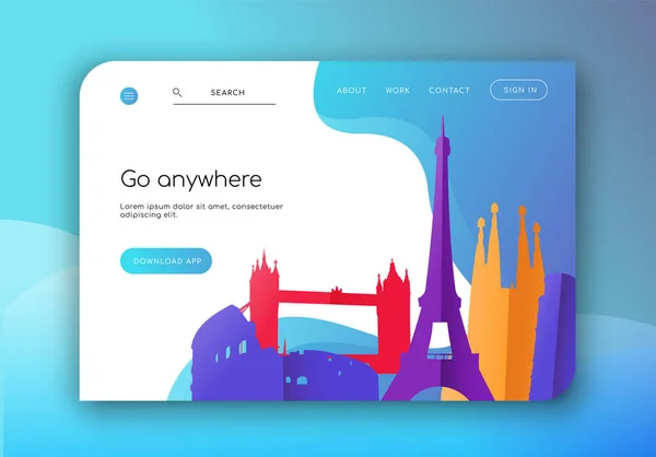 Modelo Página Destino Web Para Negócios Agências Viagens Layout Internet — Vetor de Stock