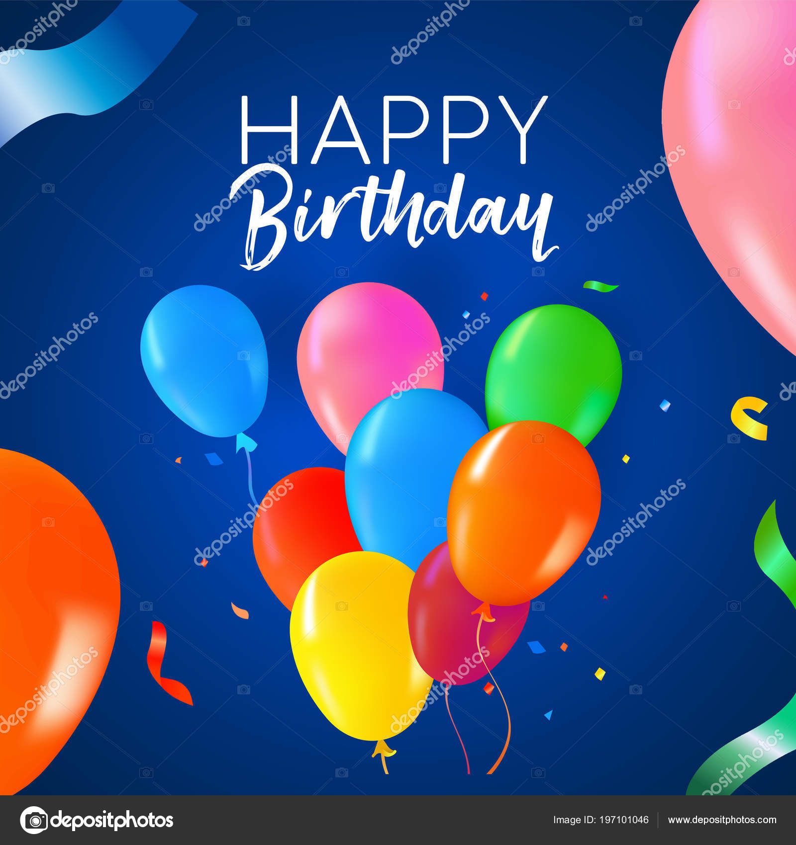 Happy Birthday Greeting Card Design Fun Party Balloons Confetti Decoration Vector Image By C Cienpies Vector Stock 197101046