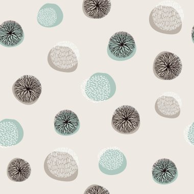 Abstract seamless pattern with hand drawn doodle decoration and sea life elements background ideal for graphic print or fabric. EPS10 vector. clipart