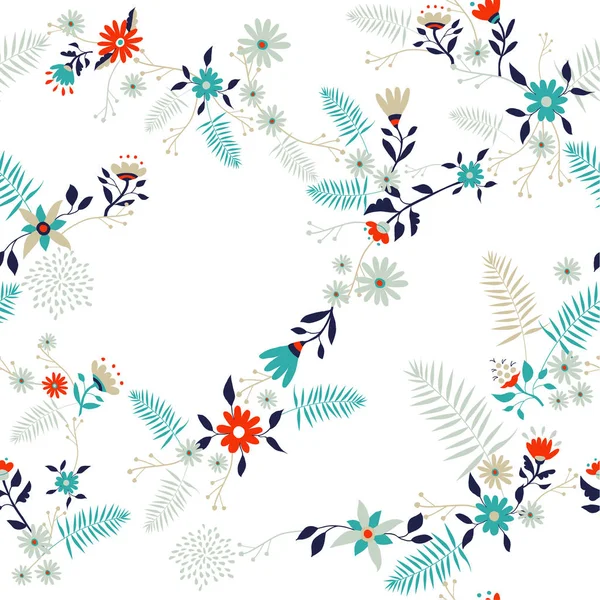 Illustration Florale Sans Couture Dans Style Art Rétro Fleur Sauvage — Image vectorielle